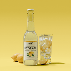 Fizzy Fox Hydrate Lemon Soda in der Flasche als Mixgetränk mit vitaminen und elektrolyte